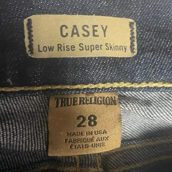 True Religion Casey Low Rise Super Skinny Stretch Dark Blue Denim Women's 28 - Picture 7 of 12
